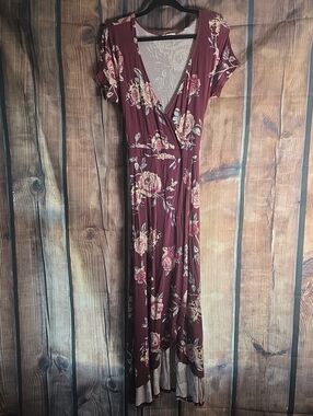 About A Girl XL Burgundy Floral Dress